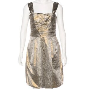 Diane von Furstenberg Metallic Reptile Print Satin Cocktail Dress Size 6 Medium